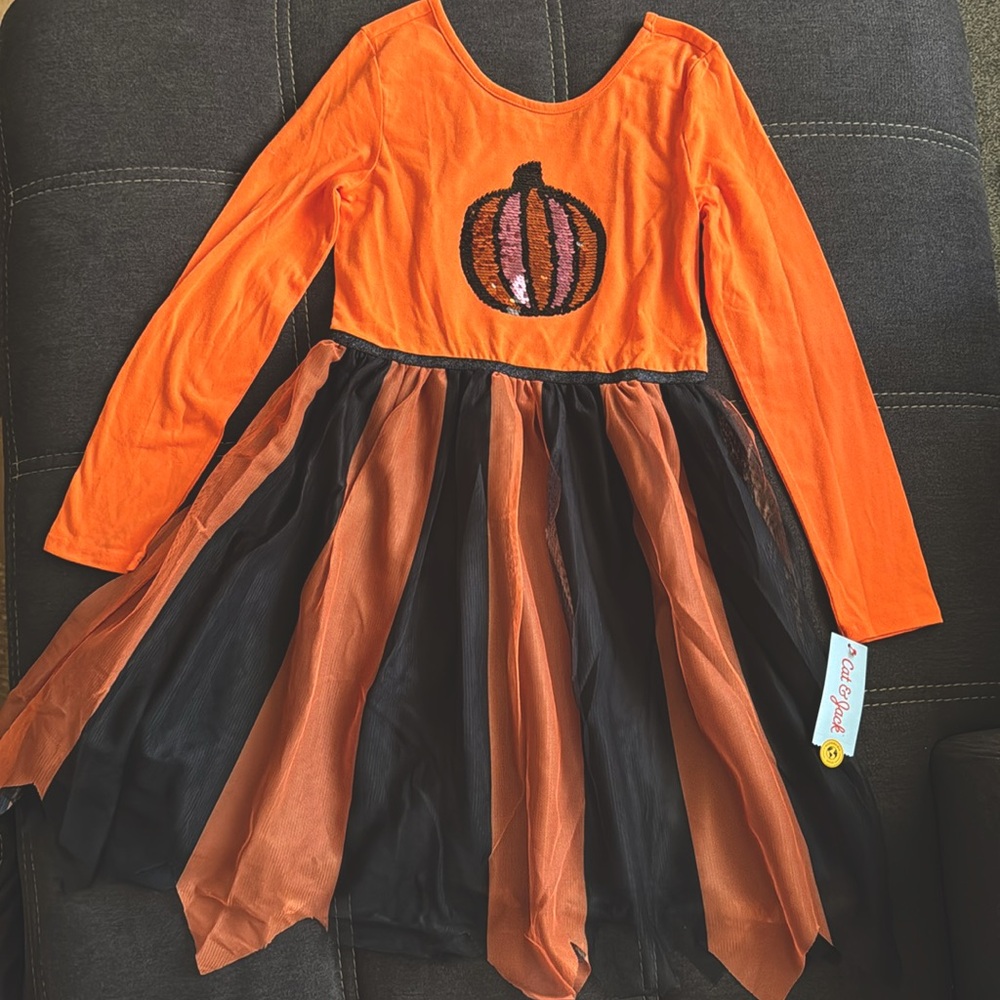Halloween Cat & Jack Orange Dress L 10/12 New with Tag